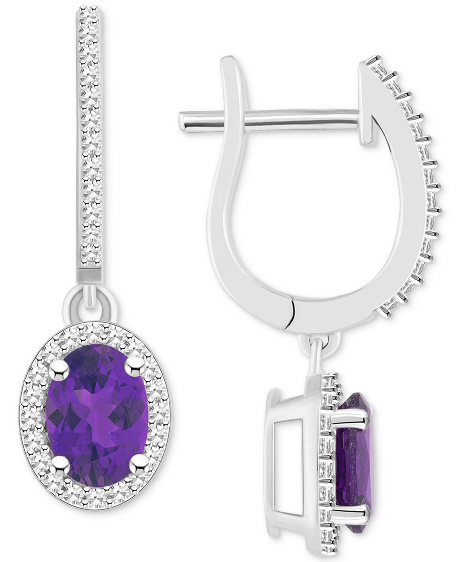 Серьги-подвески с гранатом (1-7/8 ct. t.w.) и бриллиантом (1/3 ct. t.w.) на зажимах из sterling silver (также доступны с цитрином, голубым топазом, аметистом, перидотом и опалом)