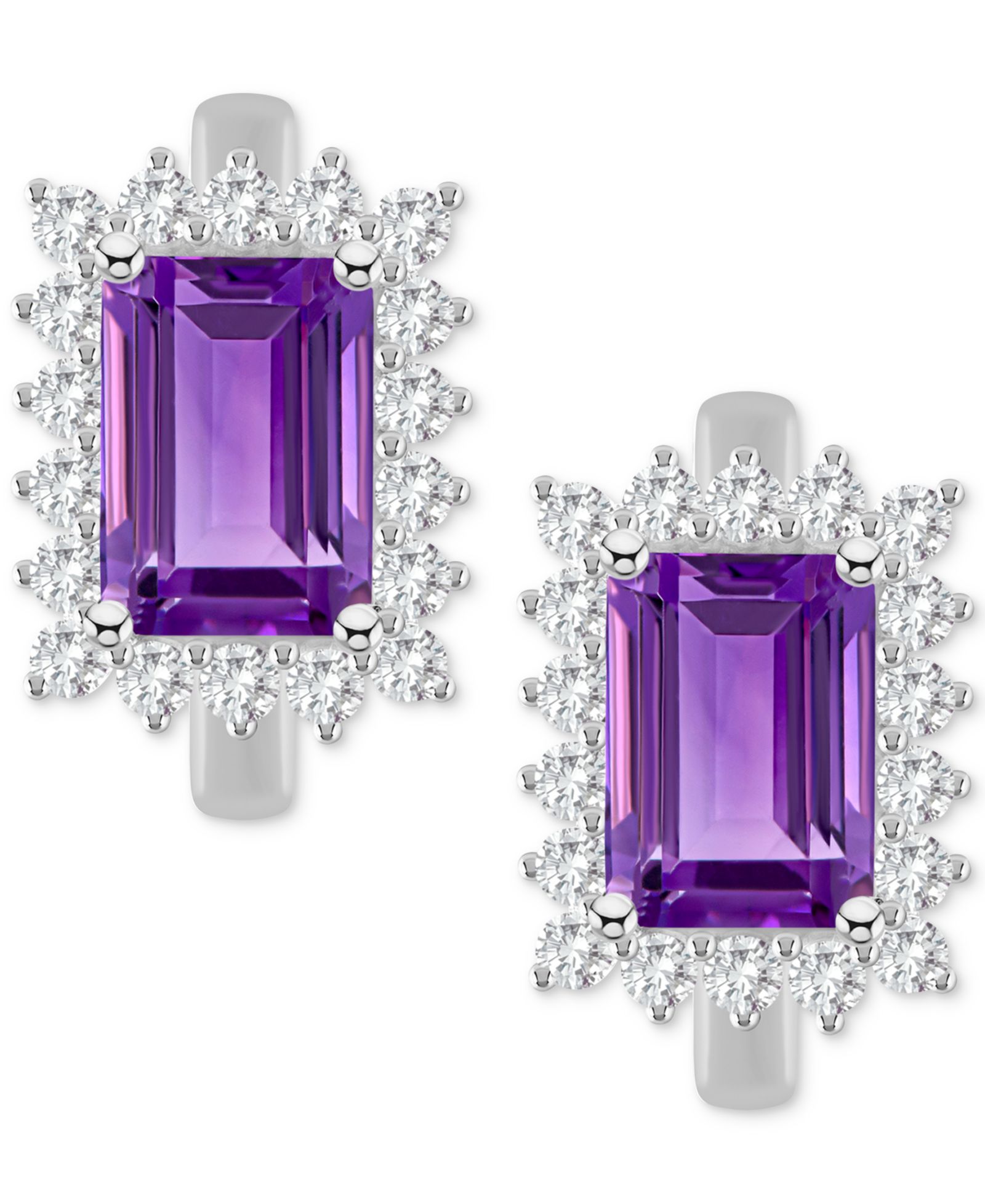 Серьги-кольца Macy's Rhodolite Garnet & White Topaz в стерлинговом серебре