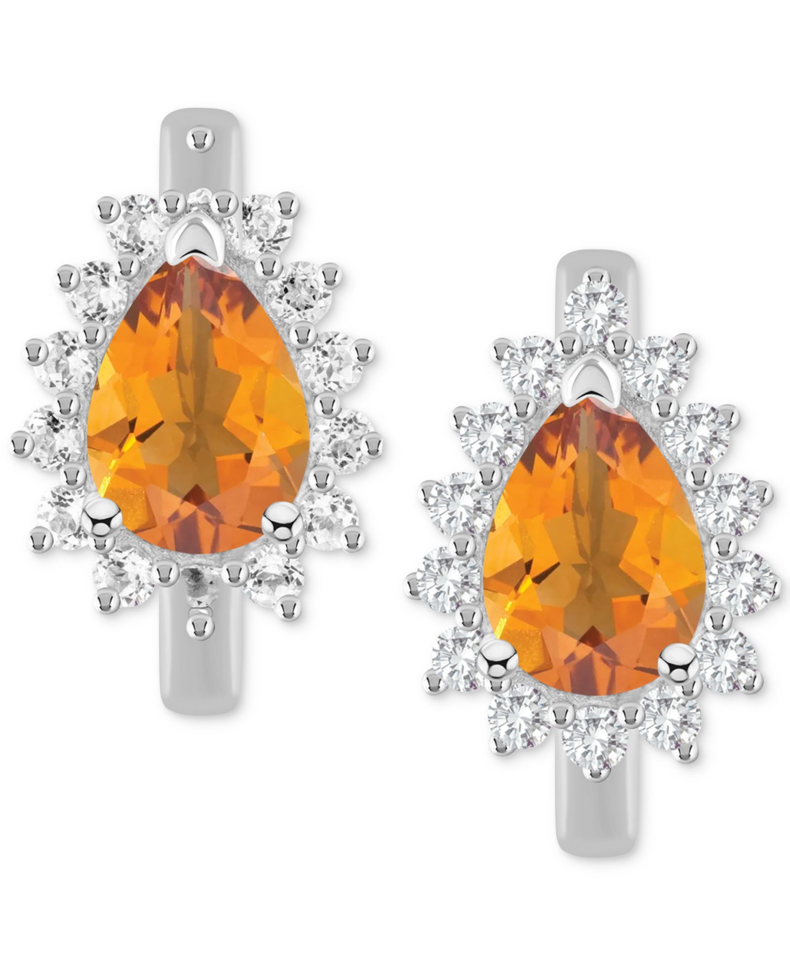 Серьги-кольца с аметистом (1-1/3 ct. t.w.) и белым топазом (1/3 ct. t.w.) из стерлингового серебра