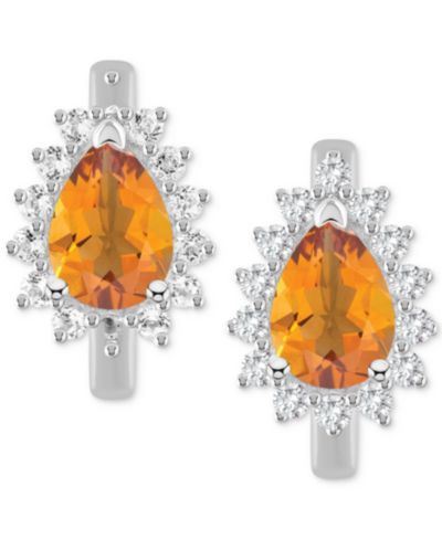 Серьги-кольца с аметистом (1-1/3 ct. t.w.) и белым топазом (1/3 ct. t.w.) из стерлингового серебра