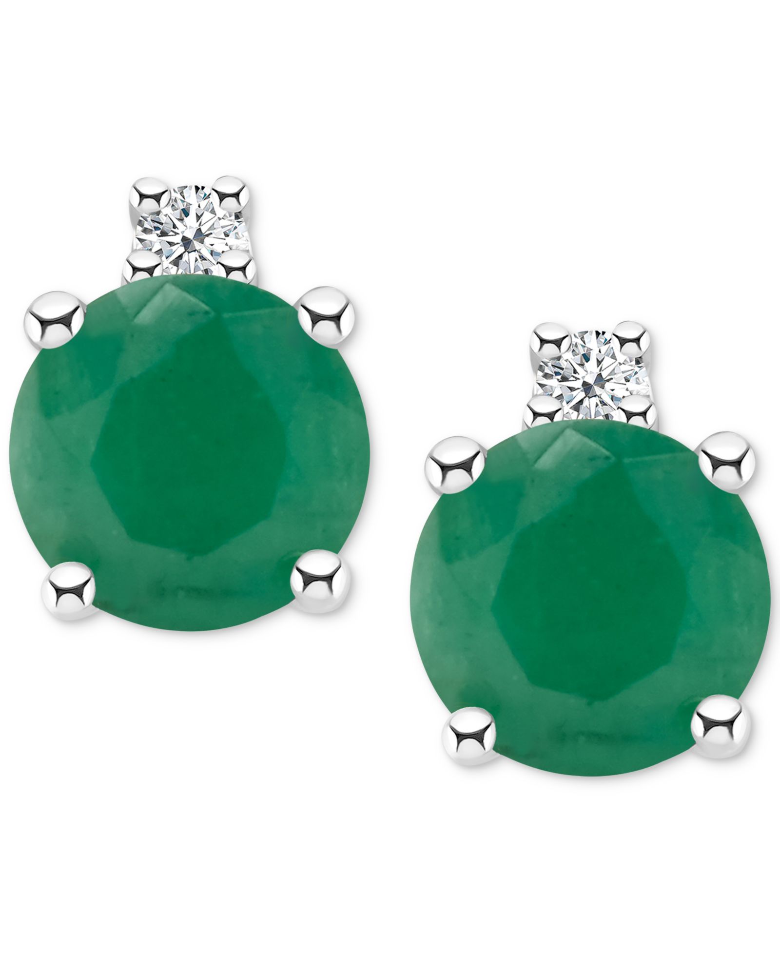 Sapphire (3/4 ct. t.w.) & Diamond Accent Stud Earrings in 14k White Gold (Also in Emerald, Ruby, & Tanzanite)