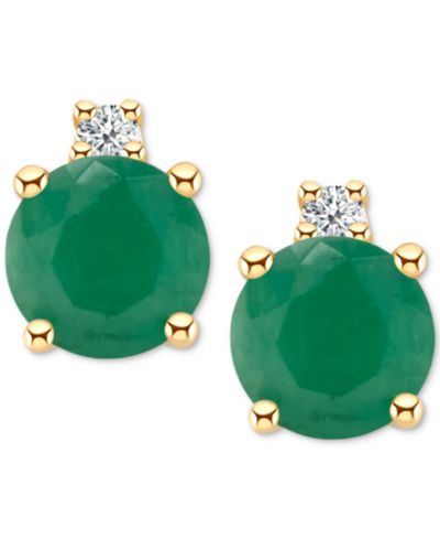Серьги-гвоздики с танзанитом (1/2 ct. t.w.) и бриллиантовыми акцентами в золоте 14k
