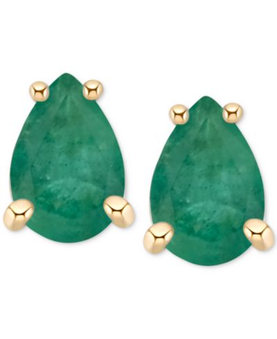 Серьги-гвоздики Sapphire Pear-Cut (1 ct. t.w.) в 14k Gold (также в Emerald & Ruby)