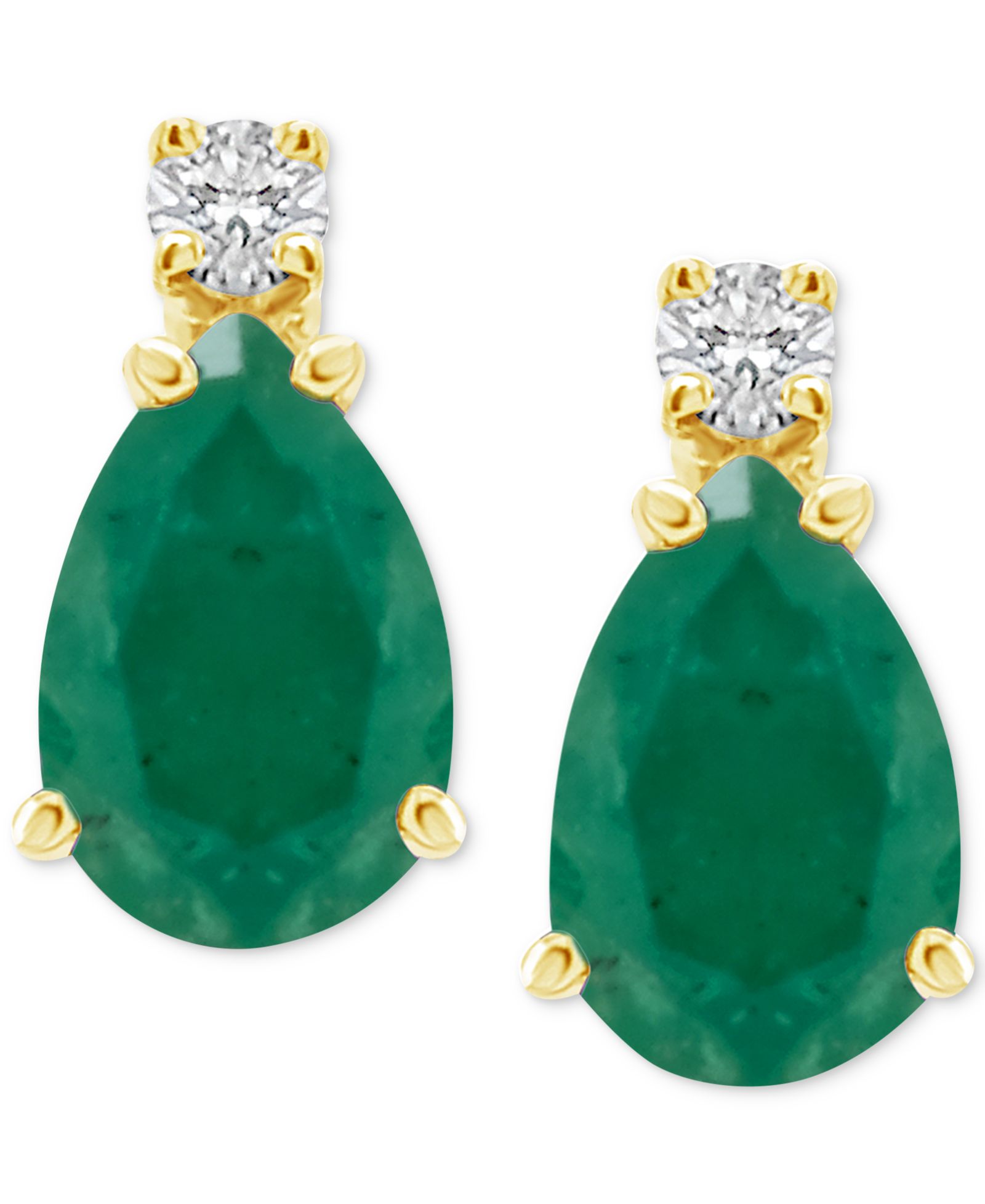 Sapphire (1 ct. t.w.) & Diamond Accent Stud Earrings in 14k Gold (Also in Emerald, Ruby, & Tanzanite)