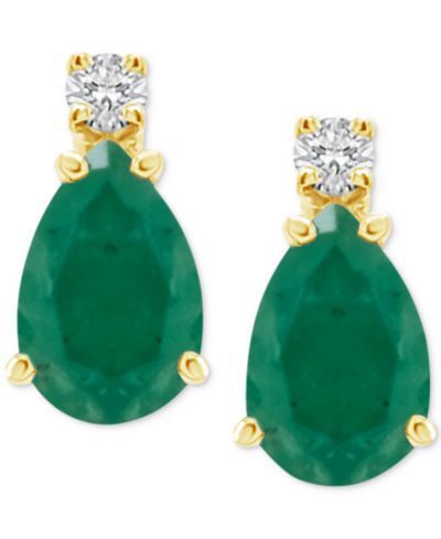 Sapphire (1 ct. t.w.) & Diamond Accent Stud Earrings in 14k Gold (Also in Emerald, Ruby, & Tanzanite)