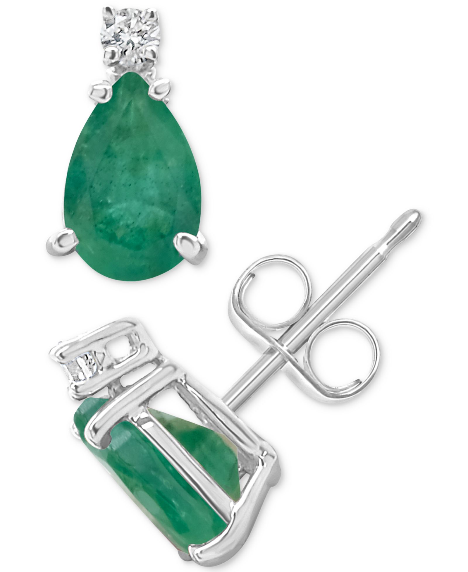 Серьги-гвоздики Macy's Sapphire 1-7/8 ct. t.w. & Diamond Accent 14k White Gold