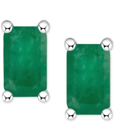 Tanzanite Stud Earrings (1/2 ct. t.w.) in 14k White Gold (Also in Emerald, Sapphire & Ruby)