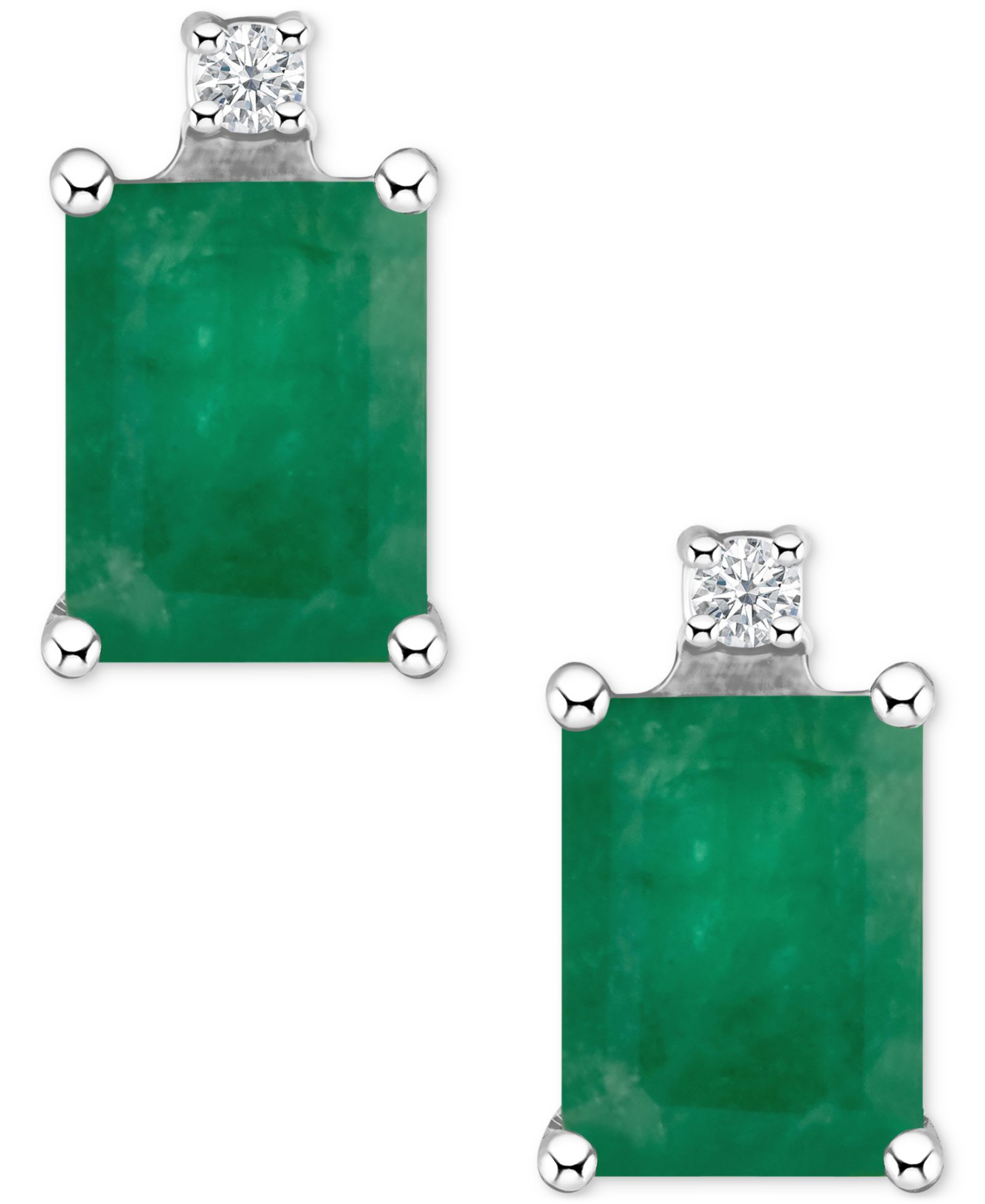 Tanzanite (1-1/5 ct. t.w.) & Diamond Accent Stud Earrings in 14k White Gold (Also in Emerald, Sapphire & Ruby)