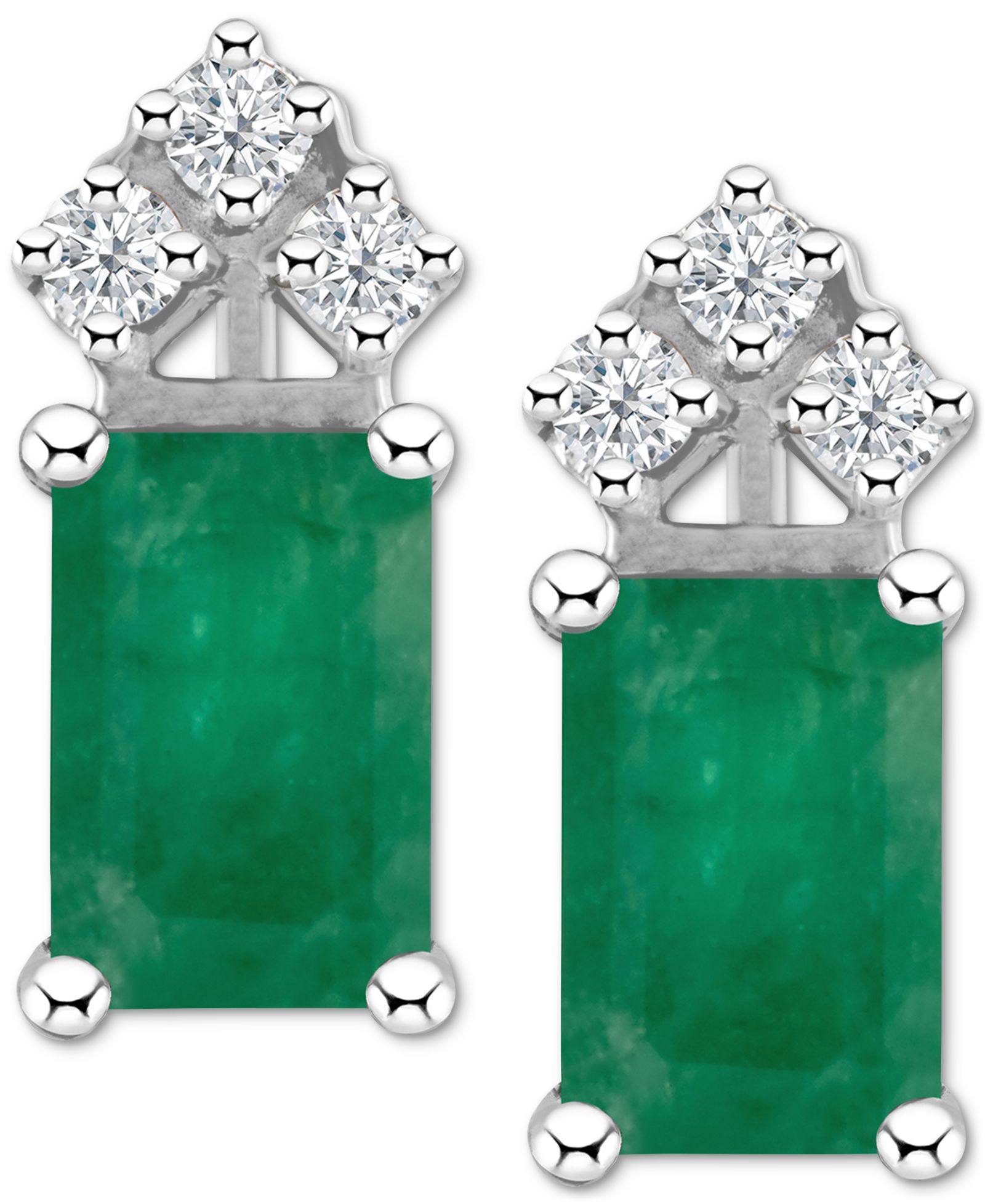 Ruby & Diamond серьги-гвоздики в белом золоте 14k