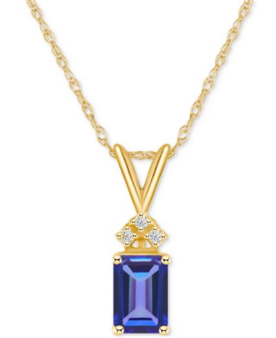 Подвеска Tanzanite (1 ct. t.w.) и бриллиантовый акцент в золоте 14k, 18"