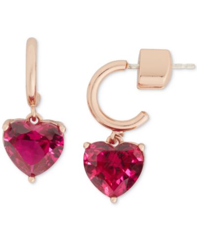 Kate Spade New York Gold-Tone Heart Charm Huggie Hoop Earrings