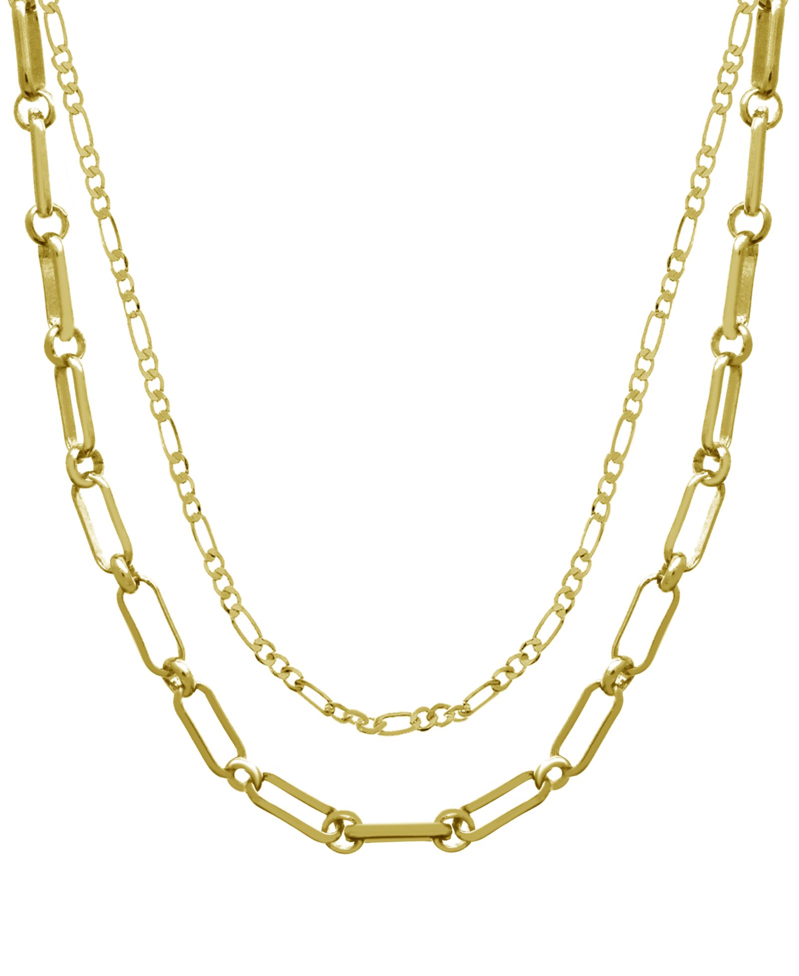 And Now This 15.25" and 17.5" + 2" extender Gold Plated Multi Chain Layered Necklace