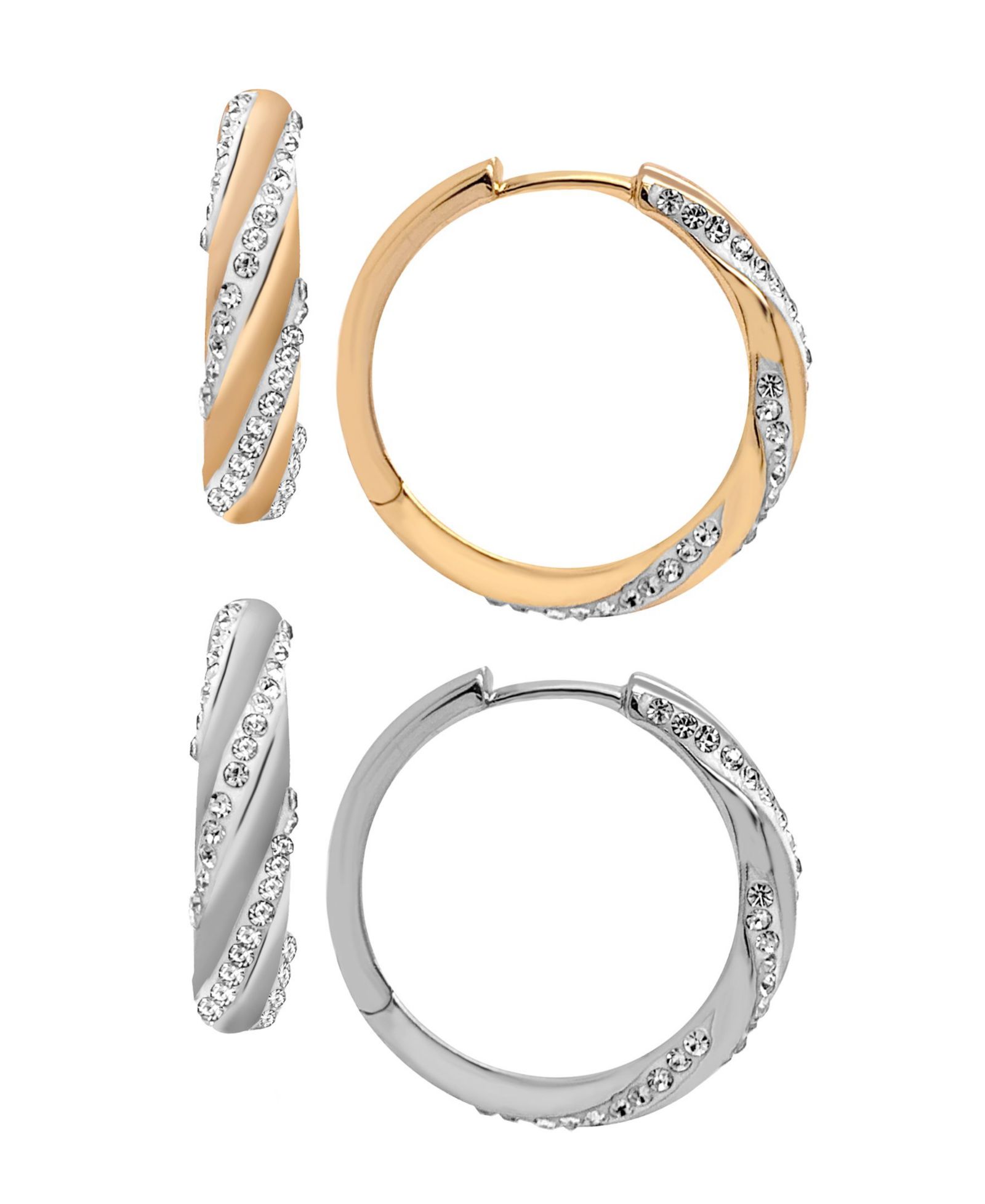 And Now This серьги-кольца Crystal Swirl Hinged Duo