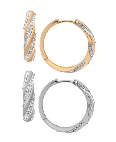 And Now This серьги-кольца Crystal Swirl Hinged Duo
