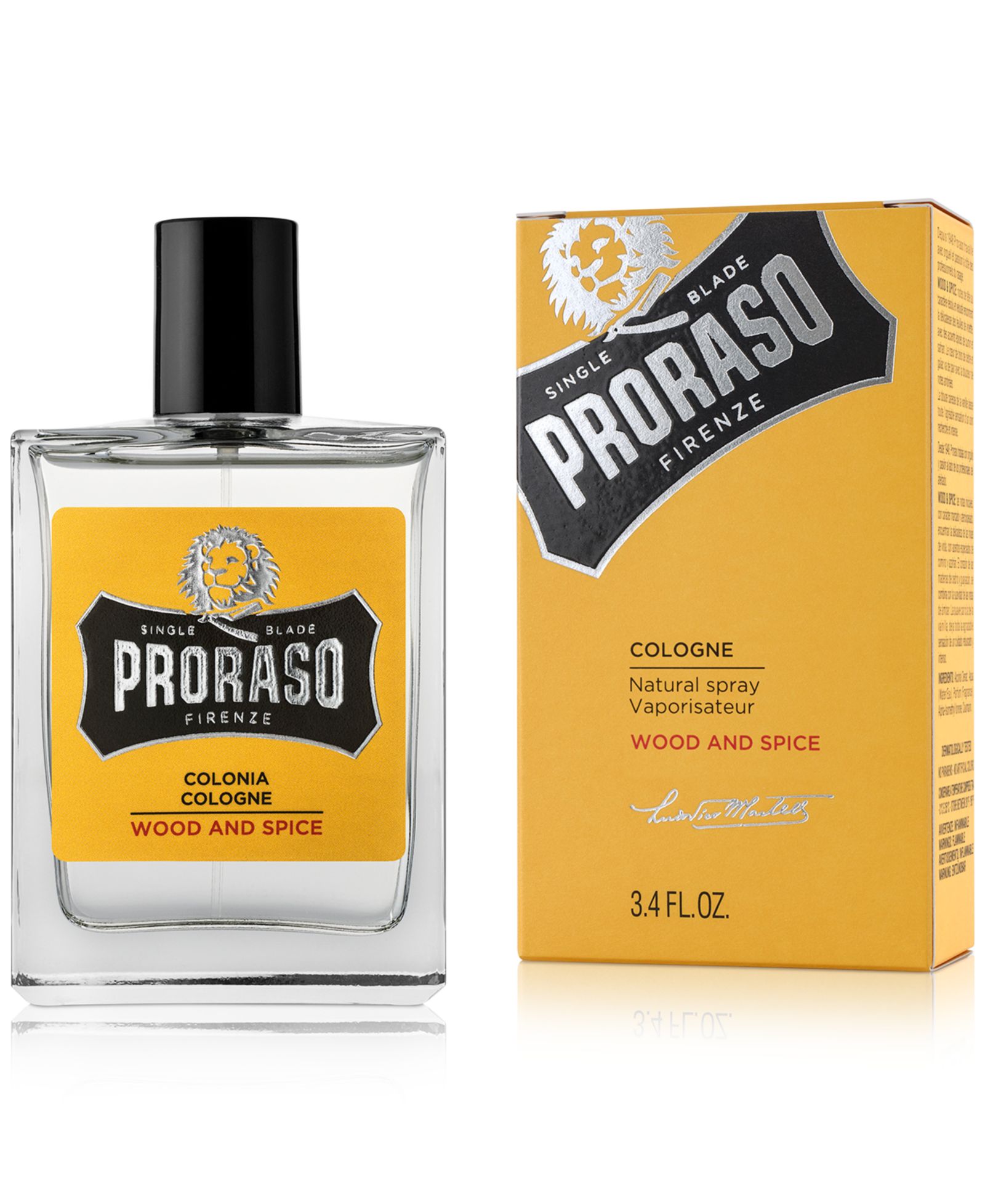 Proraso одеколон Wood & Spice, 3.4 oz.