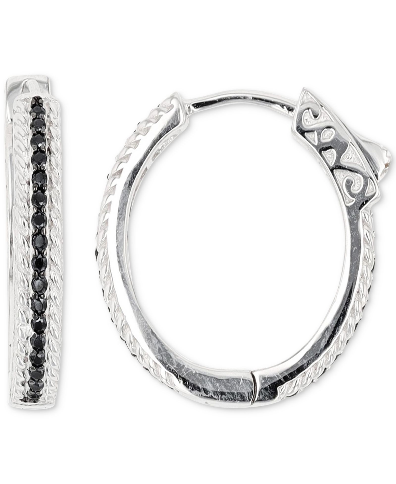 Серьги-кольца Macy's Black Spinel в стерлинговом серебре (1/2 ct. t.w.)