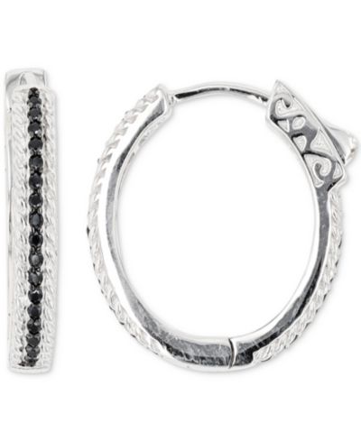 Серьги-кольца Macy's Black Spinel в стерлинговом серебре (1/2 ct. t.w.)