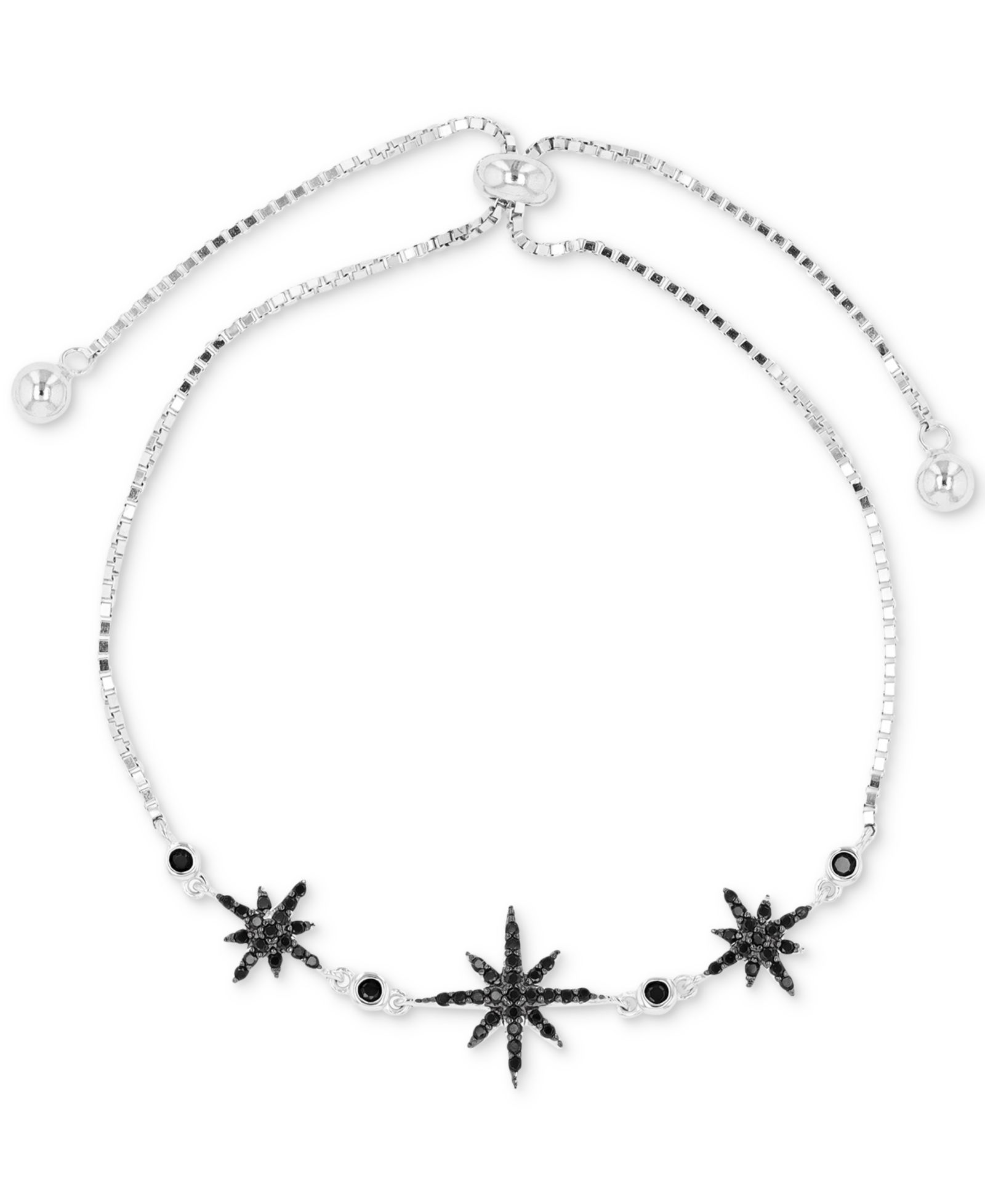 Macy's браслет с цепочкой Starburst, черный спинель, Sterling Silver