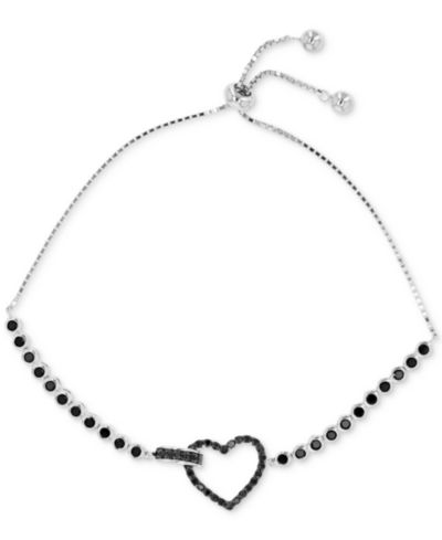 Браслет-боло Black Spinel Open Heart в стерлинговом серебре