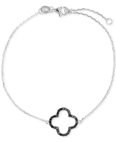 Браслет Macy's Black Spinel Clover Chain в Sterling Silver, 1/3 ct. t.w.