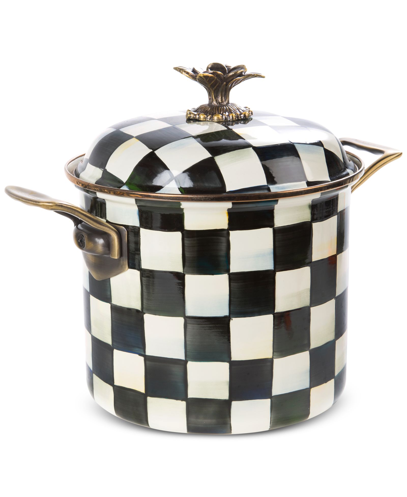 MacKenzie-Childs Courtly Check 7-Quart Enameled Stockpot