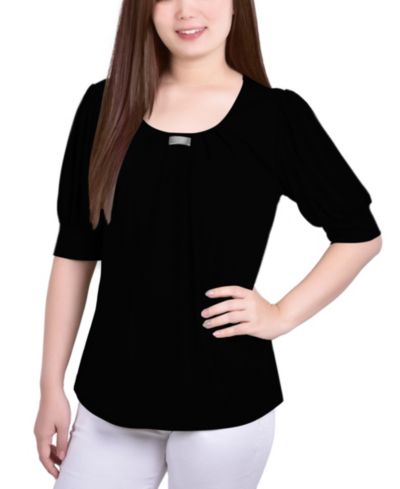 Женский топ NY Collection Short Balloon Sleeve with Hardware