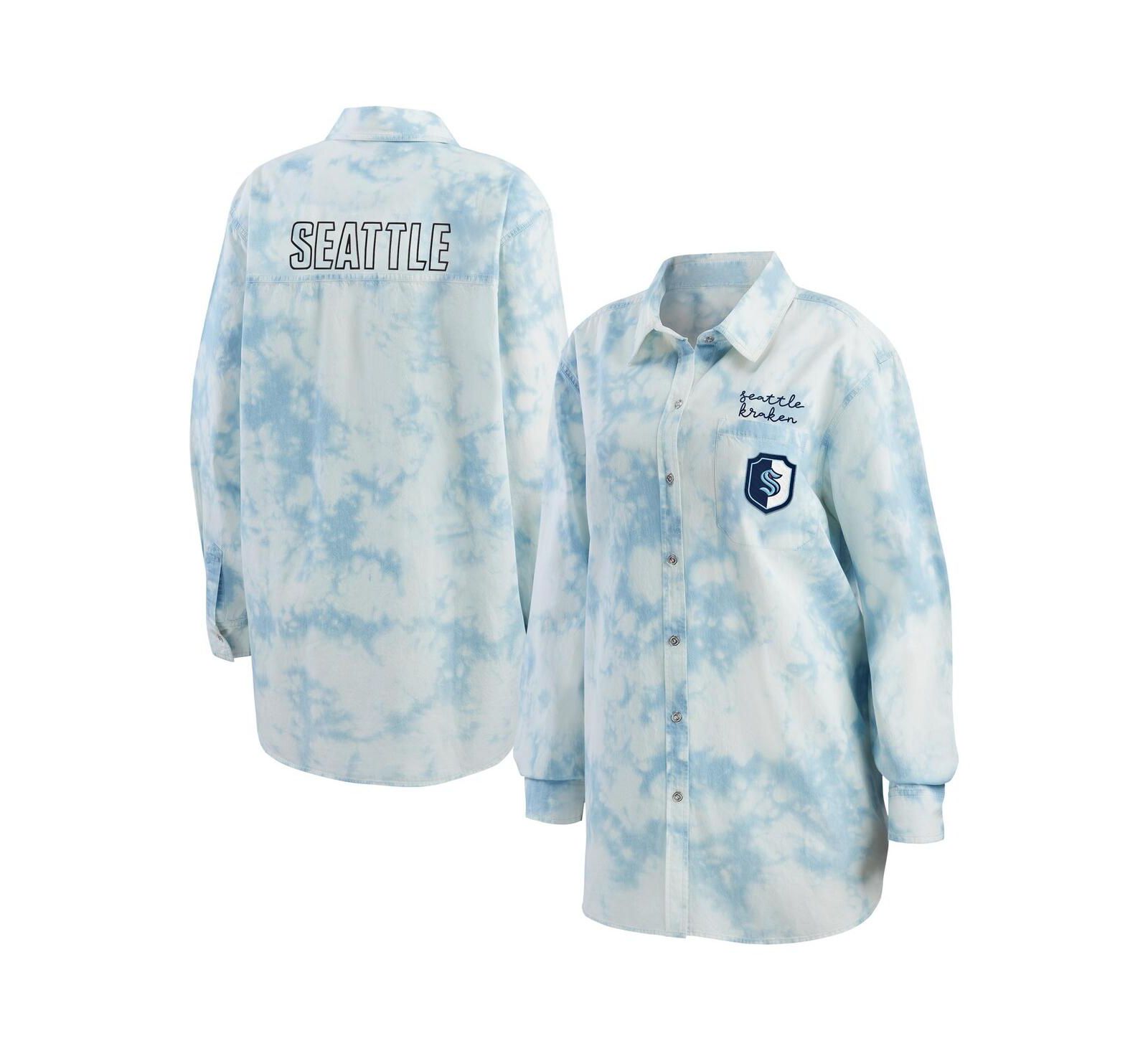 WEAR by Erin Andrews женская джинсовая рубашка Seattle Kraken Tie-Dye
