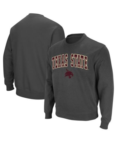 Мужской свитшот Colosseum Charcoal Texas State Bobcats Arch and Logo Crew Neck