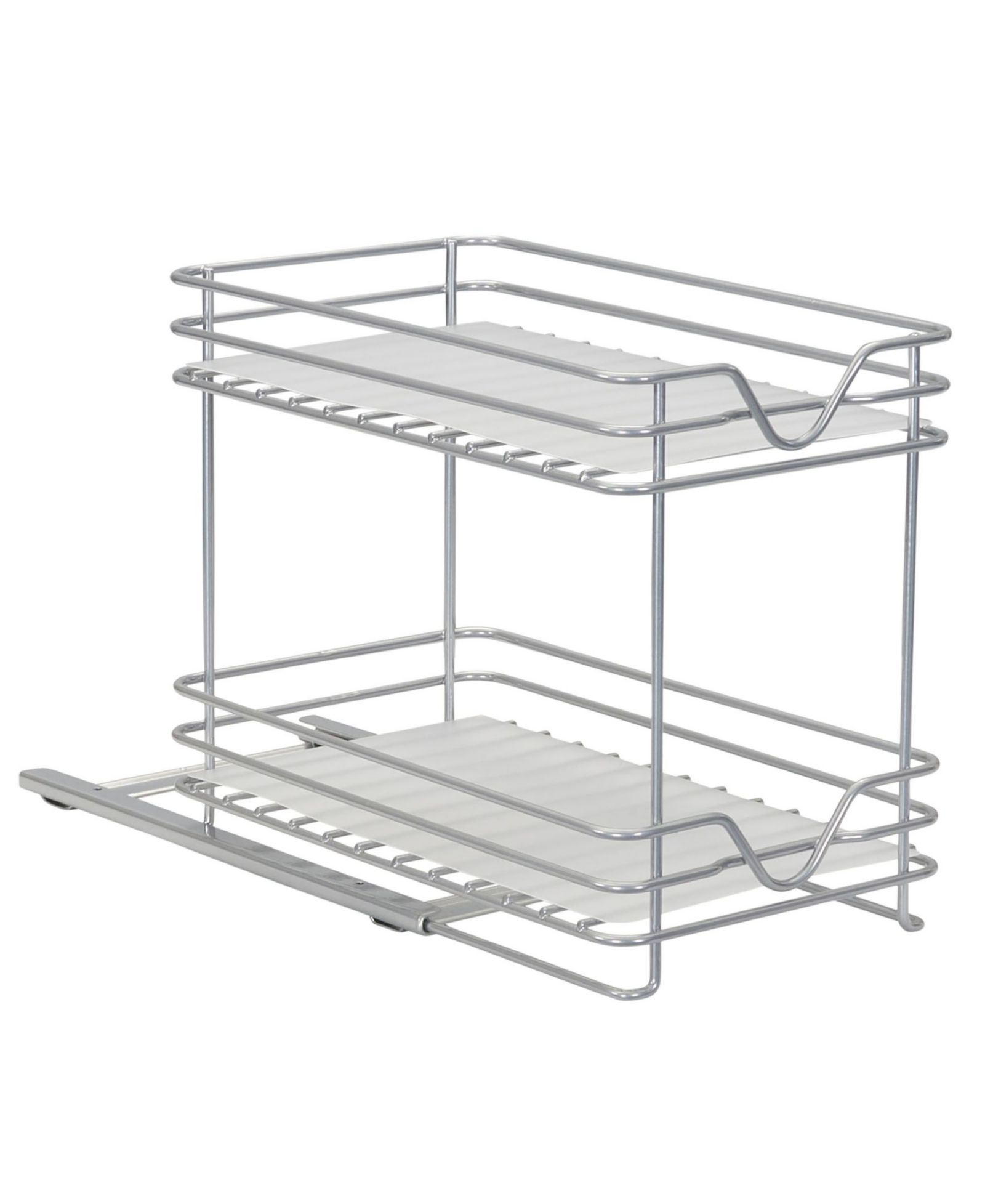 Household Essentials Glidez Steel Pull-Out Storage Organizer with Plastic Liner, 2 -Tier Design