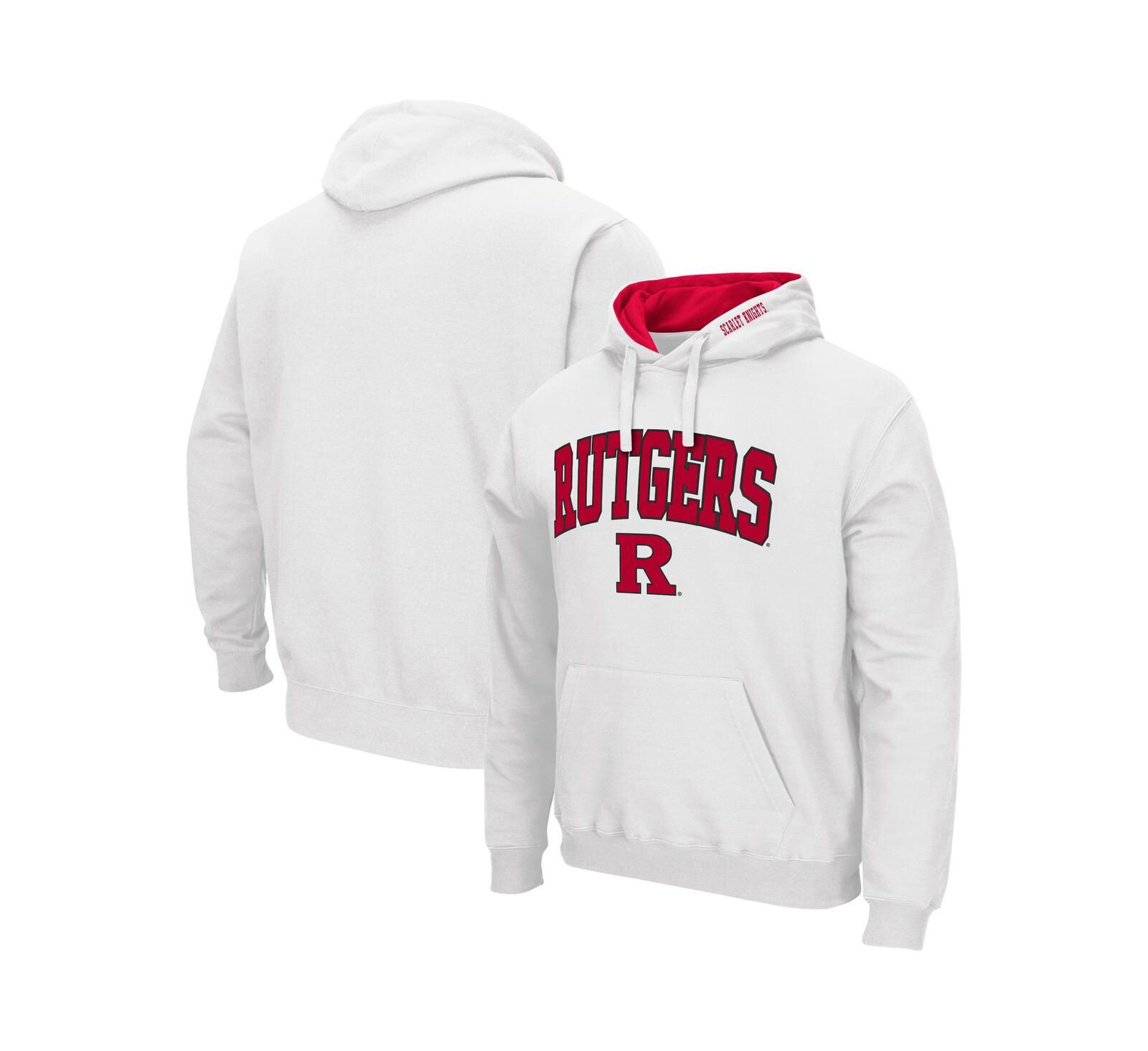 Men's Colosseum White Rutgers Scarlet Knights Arch and Logo 3.0 Pullover Hoodie