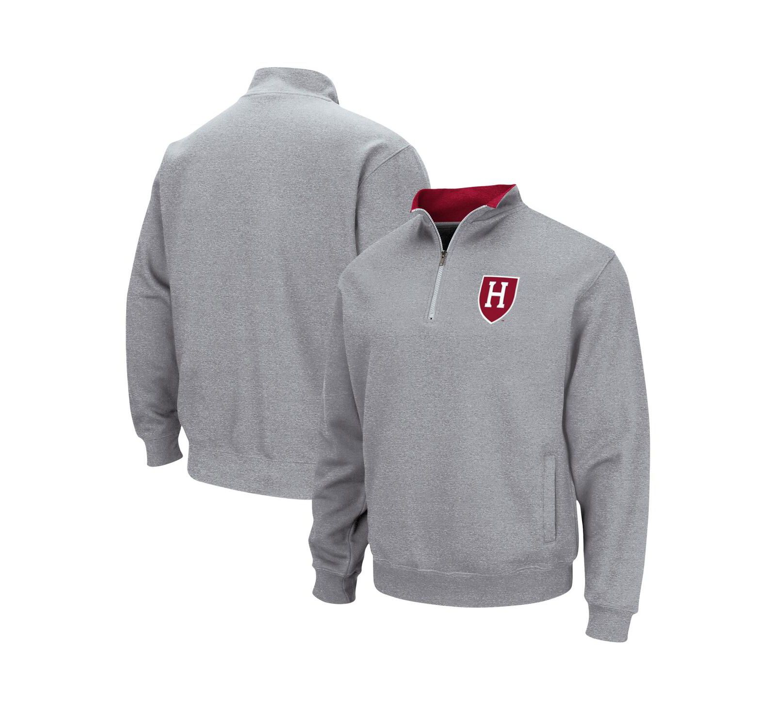 Мужская куртка Colosseum Heathered Gray Harvard Crimson Tortugas Team Logo Quarter-Zip