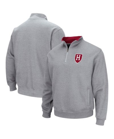 Мужская куртка Colosseum Heathered Gray Harvard Crimson Tortugas Team Logo Quarter-Zip