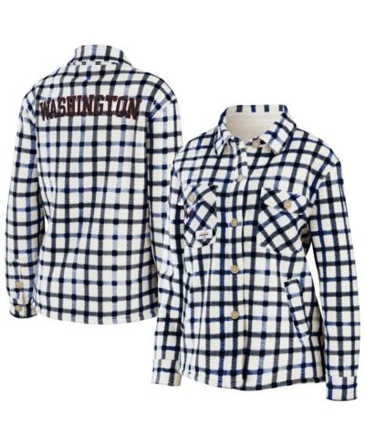 Женская рубашка-жакет WEAR by Erin Andrews Oatmeal Washington Capitals Plaid Button-Up