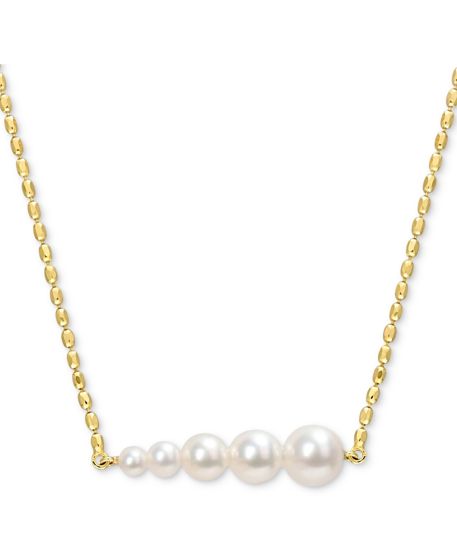 Подвеска-ожерелье с жемчугом Cultured Freshwater (3 - 7-1/2mm) градиентная, 18" из стерлингового серебра с покрытием 18k Gold-Plated