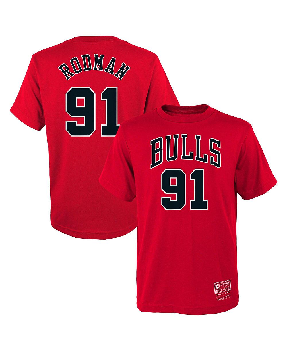 Детская футболка Mitchell & Ness Dennis Rodman Red Chicago Bulls Hardwood Classics Name Number