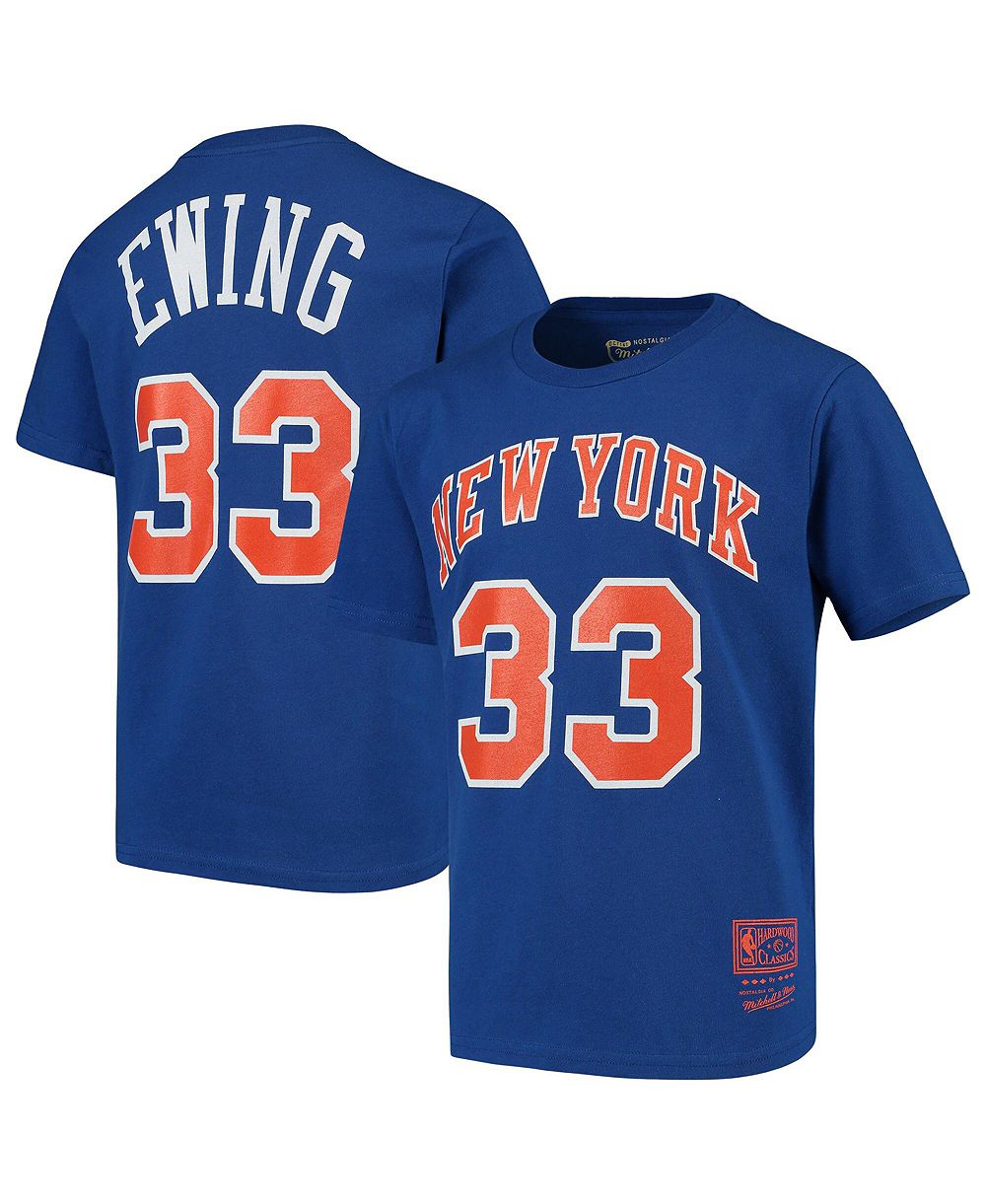 Детская футболка Mitchell & Ness Patrick Ewing Blue New York Knicks Hardwood Classics Name & Number