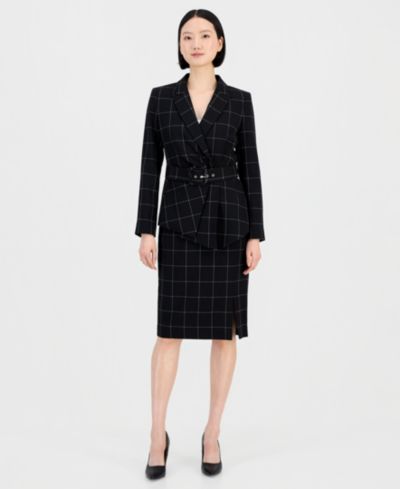 Комплект из юбки и жакета Tahari ASL Women's Windowpane-Print