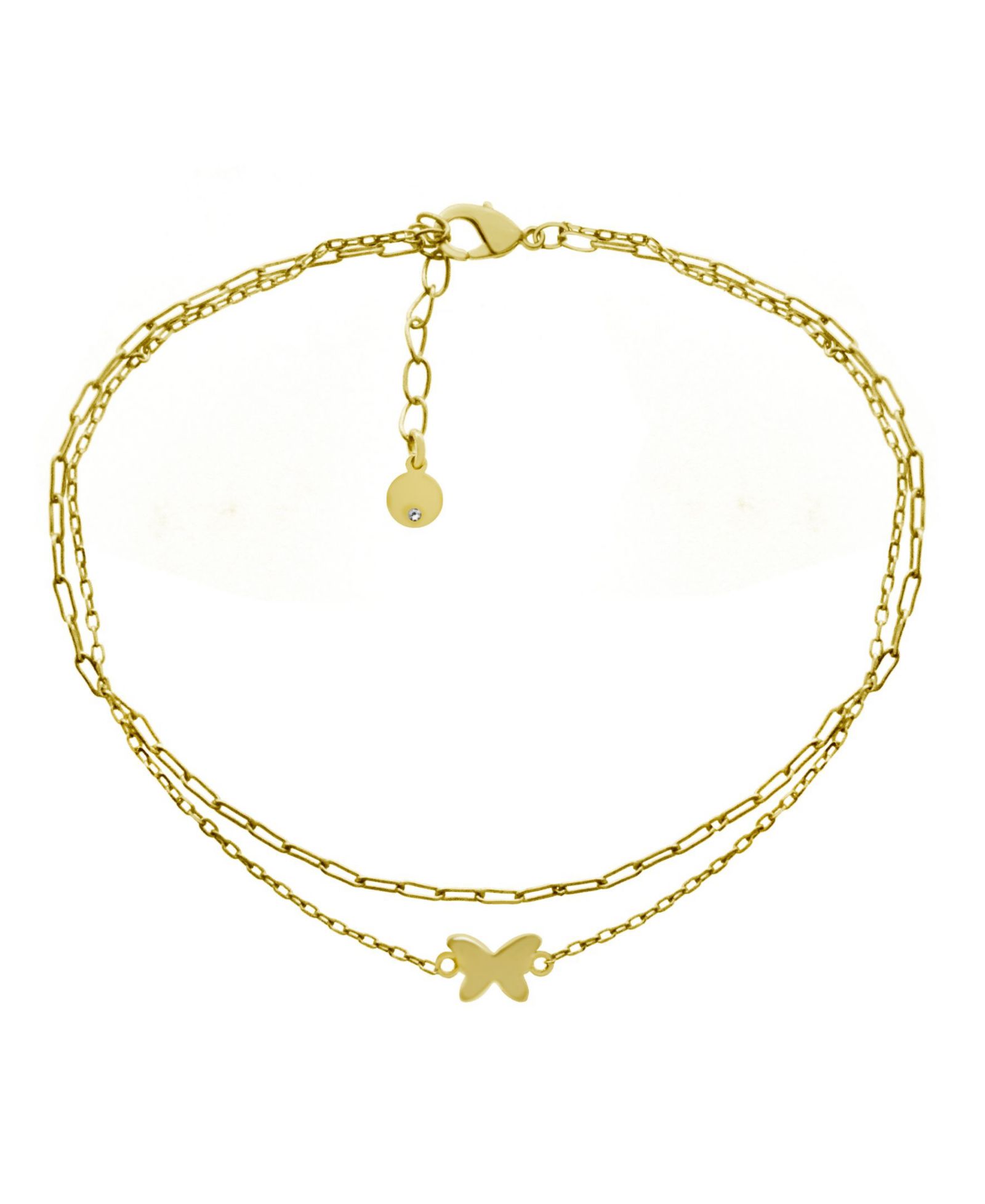 And Now This Butterfly Double Chain Anklet in Gold Plate