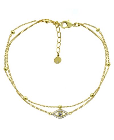 And Now This Браслет на ногу с двойной цепью и позолотой Evil Eye