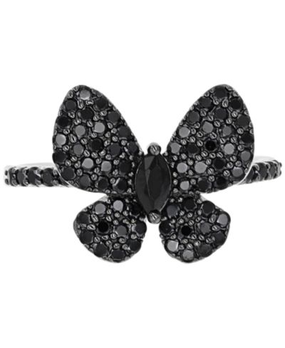 Black Spinel Butterfly Ring (7/8 ct. t.w.) in Black Rhodium-Plated Sterling Silver