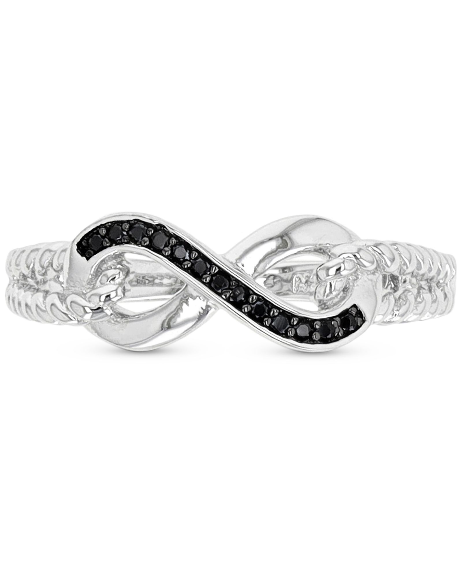 Кольцо Black Spinel Infinity в Sterling Silver & Black Rhodium-Plate (1/10 ct. t.w.)
