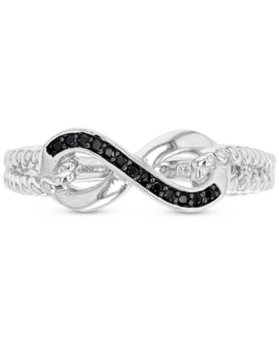 Кольцо Black Spinel Infinity в Sterling Silver & Black Rhodium-Plate (1/10 ct. t.w.)