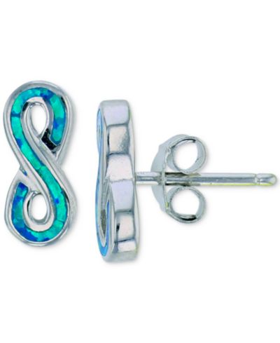 Серьги-гвоздики с искусственным голубым опалом Infinity (1/3 ct. t.w.) из стерлингового серебра