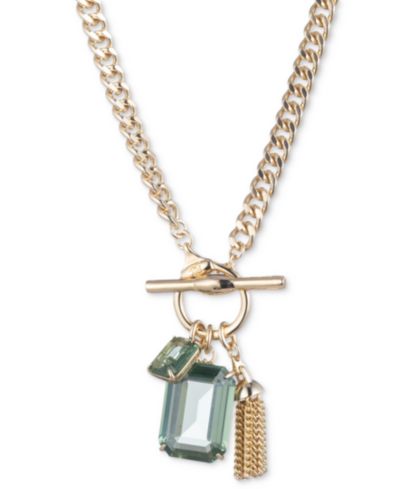 Подвеска Lauren Ralph Lauren Gold-Tone Chain Tassel & Color Crystal Multi-Charm 17"