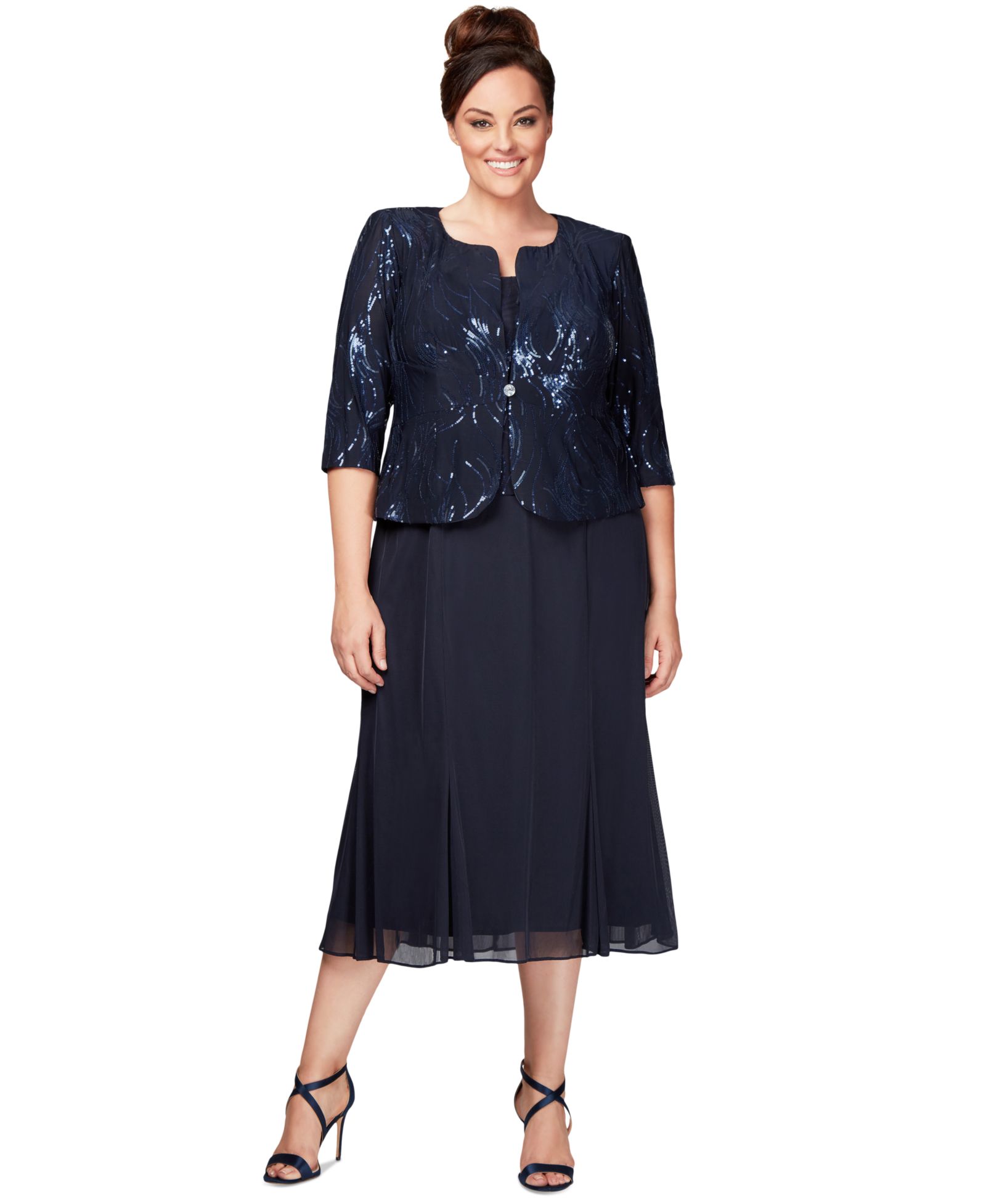 Alex Evenings Plus Size Sequined Chiffon платье и жакет с пайетками из шифона