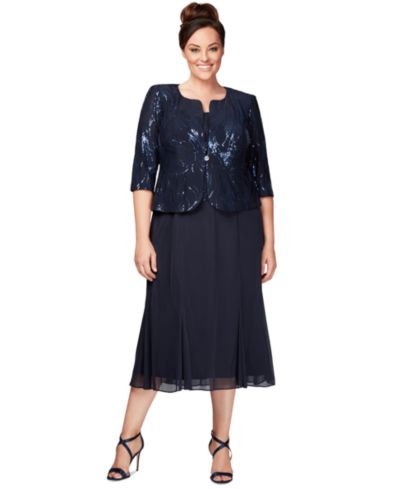 Alex Evenings Plus Size Sequined Chiffon Dress and Jacket