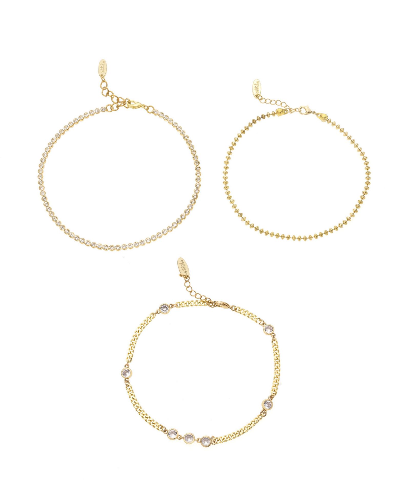 ETTIKA Dainty 18K Gold Plated Chain Anklet Set