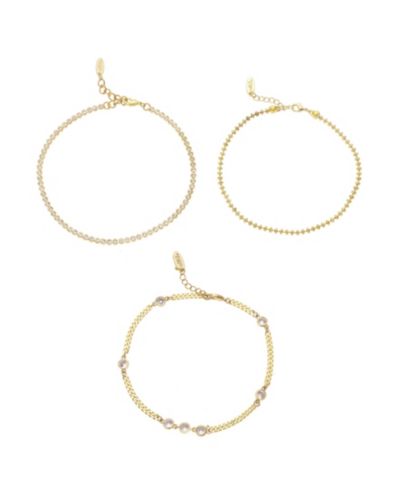 ETTIKA Комплект изящных браслетов на ногу с позолотой 18K