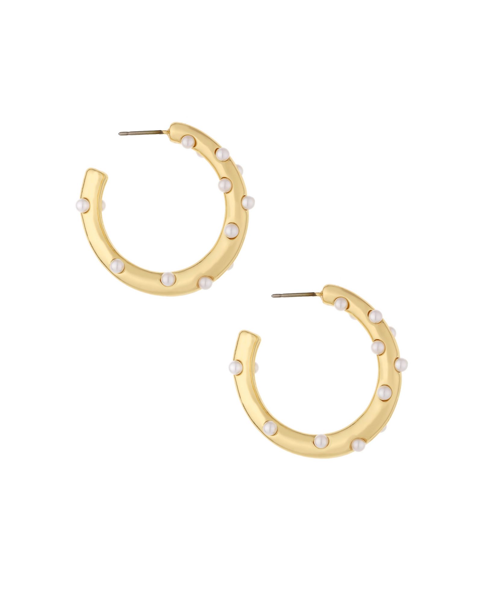 Серьги-кольца ETTIKA 18K Gold Plated and Imitation Pearl Studded