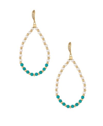 Серьги ETTIKA Turquoise and Imitation Pearl Beaded Oval